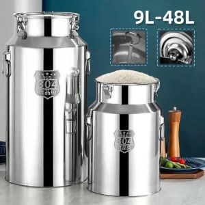 stainless rice dispenser aesthetic 25 kg /5kg/15kg/10kg capacity rice storage oil container bottle rice box rice bucket lalagyan ng bigas rice cylinder with lid cereal flour container air tight container storage