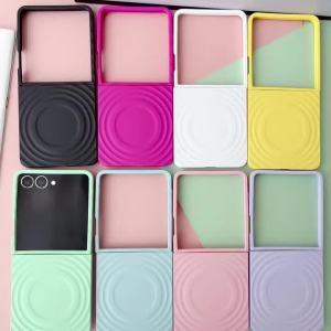 szhaiyu | Luxury Magnetic Shockproof Water Ripple Pure Color Phone Case For Samsung Galaxy Z Flip 8 7 6 5 Wireless Charge Protect Cover