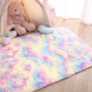 Furry Carpet Living Room Floor Shag Rug Area Bedroom Bed Blanket Black Soft Kids Room Rug Modern Indoor Home Decor
