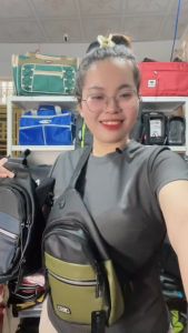 Túi đeo trước ngực sang trọng Kéo xéo-Kéo bố chỉ đỏ- 2 Chấm đứng vải dày dặn cao cấp [SẴN HÀNG]