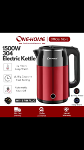 ONE HOME 2.3L Fast Heat Electric Kettle Cerek Elektrik Handheld Household Water Kettle 2000W Fast Boiling Auto Power-off Safety Design 304 Stainless Steel Electric Kettle Red 速热电热水壶