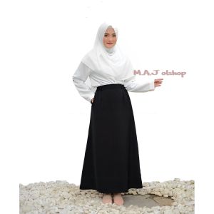 ROK PANJANG JODA PAYUNG WARNA HITAM MODEL LINE - A BAHAN KAIN SCUBA TANPA SAKU
