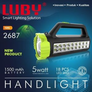 Luby Senter LED Super Terang 2in1 L2687 5W + 18 LED SMD PUTIH Rechargeable 500 Meter 6 JAM