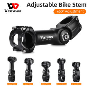 WEST BIKING Bicycle Stem for 31.8/25.4mm Handlebar ±60° Adjustable 90/110/130 mm Aluminum Alloy Bike Stem Mountain Road Bike Accessories