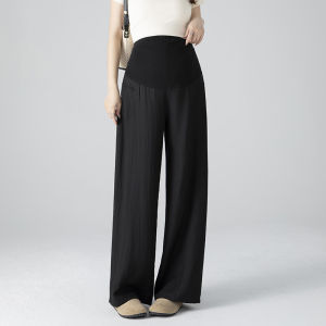 Breathable Maternity Pants Summer Linen Wide Leg