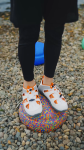 Barefoot Breathable Water-friendly Kids Sandals White Orange Accents
