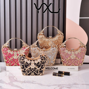 Stock Black Evening Bag High-end Hollow-out Party Clutch Shiny Banquet Bag