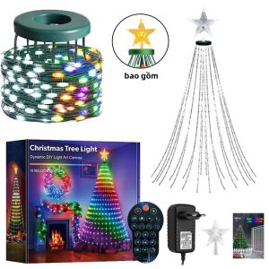 Đèn Giáng Sinh Thông Minh RGB 400 Đèn LED Với Điều Khiển Từ Xa Và Ứng Dụng Đèn Trang Trí Đổi Màu Cho Ngày Lễ