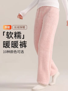Quần Ấm Cạp Vừa Bằng Vải Nhung Coral Dày Dặn Quần Ngủ Ấm Áp Thoải Mái Không Bó Bụng Mặc Ở Nhà Mùa Đông