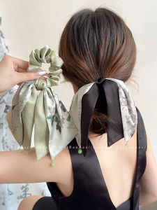 ริบบิ้นผูกผมลายผีเสื้อสไตล์จีนใหม่สำหรับผู้หญิง ยางยืดหางม้าแบบลำลอง สายรัดผมแบบหัวเข็มขัดแบบลำลอง แฟชั่นฤดูใบไม้ผลิ 2025