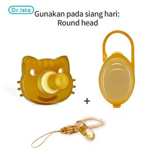 Dr. Isla PF09/BY18/BY08 Baby Silicone Pacifier Set with Storage Box Anti Drop Chain Nipple For Newborn Teether Bite Toy Baby Anti-drop Chain Portable Nipple Box Silicone Teether Infant Holder 3 In 1 Teether Soother Flat Round Molar Stick Nipple