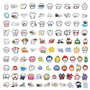 Cute Basil Cat Adhesive Stickers 104 Pieces DIY Scrapbook Album Notebook Decoration Giajar Sticker Store