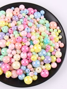 Light Colored Round Beads Macaron DIY Jewelry Handmade Woven Bracelet Educational Loose Beads Fashionable Acrylic Accessories