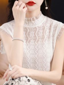 เสื้อกั๊กถักลายลูกไม้สไตล์ยูนิเวอร์ซิตี้สำหรับผู้หญิง เสื้อชั้นในผ้าอีวัน ทรงหลวม แขนยาว ฤดูใบไม้ผลิและฤดูร้อน 2023