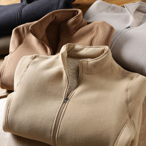 Pure Chance Mens Double Layer Composite Fleece Jacket Warmth Lambs Wool Outerwear Autumn Winter Standard Fit Long Sleeve Coat