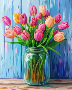 KAYOU | DIY Digital Painting Paint By Numbers Colorful Tulips Handpainted Painting Art Picture Artcraft on Canvas Unique Gift