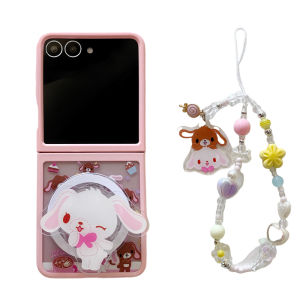 Transparent Magnetic Absorption Two-In-One Foldable Samsung Zflip6/7 Phone Case Cartoon Protective Cover with Stand Feature