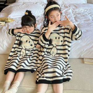 Spring Autumn Pure Cotton Long Sleeve Childrens Nightgown Breathable Home Clothes Girls Cute Sleepwear Outerwear Pyjamas