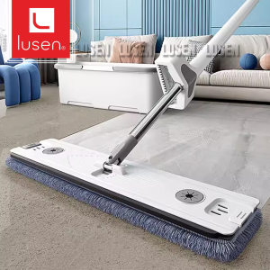 Cây lau nhà tự vắt thông minh Lusen KN45 chổi lau xoay 360 độ đa năng bàn lau lớn 45x11cm con lăn trợ lực