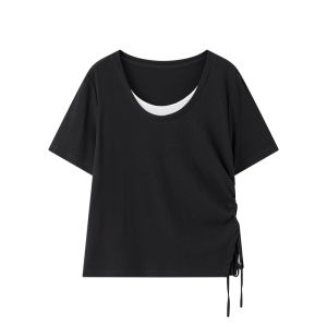 Slimming Stretchy False-Two-Piece T-Shirt