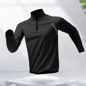 Mens Running Fitness Sports Long Sleeve Shirts&Pants Drifit Mesh Training Sportswear Football Sports Sets Night Reflective Half-zip Jogging Windbreaker