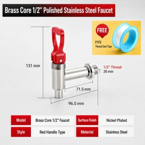 Stainless Steel Water Boiler Faucet Commercial Beverage Urn Tap Replacement 3/8 1/2 Inch Thread Hot Water Dispenser Switch