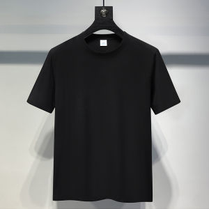 Áo Thun Tay Ngắn Ice Silk Solon Cotton Màu Tím Thường Ngày Mùa Hè Cỡ Lớn Màu Trơn Tay Lửng Quần Áo Nam Áo Thun Thoáng Khí