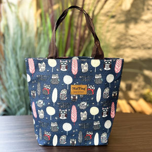 กระเป๋าใส่ข้าวมื้อเช้า Oxford Cloth ทรงถังขนาดใหญ่ ป้องกันน้ำ เหมาะสำหรับเด็กนักเรียนและผู้หญิงที่ไปทำงาน