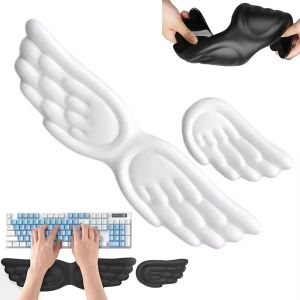 Ergonomic Wrist Guard Table Mat Mouse Pad For Laptop Angel Wings Shaped Keyboard Mouse Wrist Rest Memory Foam Anti-slip Silicone