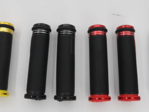 Universal Motorcycle Handlebar Grips TPE Non-Slip Rubber Hand Grips with CNC Aluminum End Caps 7/8" 22mm Replacement Bar Grips for Scooter Dirt Bike E-Bike