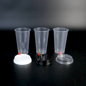 Disposable Milk tea cup with lid cold/hot drink cup high-temperature resistant transparent injection-molded cup