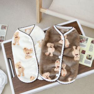 jianjia28 Dog Shihtzu Korean Clothes Puppy Skin-protected Coat Gentle Flannel Cartoon Teddy Bear Poodle Vest