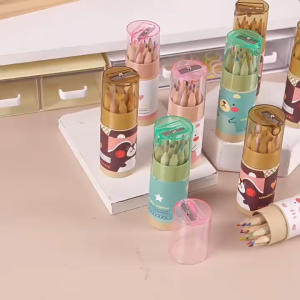 Pensil Warna 12 IN 1 + Serutan Pensil Color Pencils Quality Pensil Warna Karakter Kemasan Tabung Murah