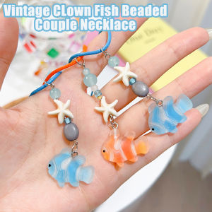 Vintage Cute Clownfish Pendant Necklaces for Women Girls Cool Y2K Seaside Vacation Choker Necklace Couple Jewelry Accessorie