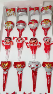 Isi 50 Balon Bando Foil Bendera I Love Indonesia Topi Balon