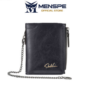 MENSPE Mens Wallet Retro PU Short Wallet Multi-Functional Bag Anti-Loss Anti-Theft Multi Credit Cards Zipper Holders Coin Purse Business Snap Wallets with Detachable Chain