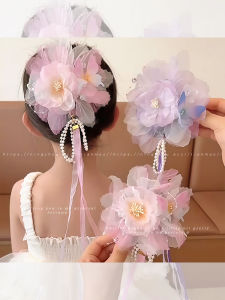 NING ZHOU | Elegant Ancient Style Tassel Pearl Flower Clip 1pc