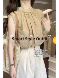V.C.I | French Stylish Tie-neck Sleeveless Womens Shirt Slim and Elegant