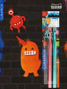 Curaprox | Special Edition Monsters Drawing Soft Bristle Childrens Toothbrush