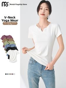 Moldier | Quick-dry Slim V-neck Short Sleeve Yoga Top Summer