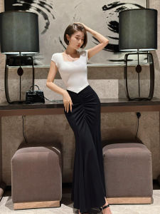 XULU Original Cotton Square Collar Slim Fit Short Sleeve T-Shirt Asymmetrical Design Versatile Casual Womens Top