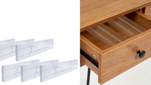 4 Pack Acrylic Adjustable Kitchen Drawer Organizer Clear Plastic Drawers Separators (10.6-20.5\")