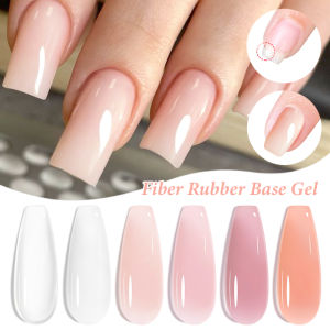 6 Colors Fiber Rubber Base Gel Nail Polish For Broken Nail Repaired Fiberglass Clear Quick Building Soak Off UV Construction Gel