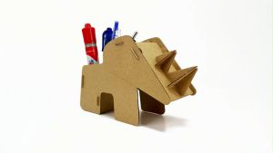 MFK03B - Đựng bút lắp ráp hình con tê giác đồ đựng bút hình thú bằng giấy carton siêu cứng