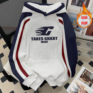 เสื้อสเวตเตอร์ฮู้ดคอกลมทรงหลวมสไตล์อเมริกันย้อนยุคสำหรับผู้ชาย ฤดูใบไม้ร่วง/ฤดูหนาว เสื้อคลุมกันหนาวแบบลำลองสำหรับคู่รัก