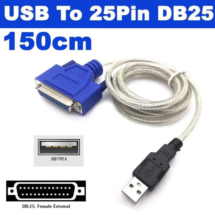 สายแปลง USB to Printer DB25 Parallel Port Cable Adapter USB To 25Pin ...