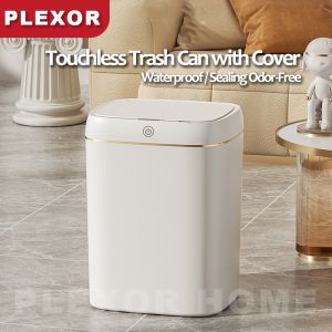Plexor Automatic Touchless Trash Can with Soft-close Lid 11L/13L Waterproof Motion Sensor Garbage Bins with 3 Model Opening Rechargeable Square Waste Bin for Kitchen/Living Room/Bedroom/Office