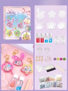 Childrens DIY Crystal Drop Glue Material Kit Creative Handmade Girl Keychain Toy Set Craft Making Fun Educational Activity
