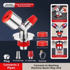TAOSHI | Odor Blocking Sink Drain Adapter 3 Way Splitter