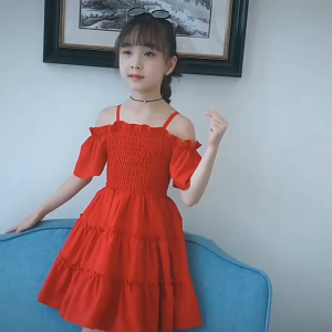 2-8Thn Rok Suspender Dress Pesta Simpel Anak Ungu cokelat merah Kids kue Tutu Dress